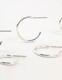 Silver Plated Thin Hoop Earrings 3-Pack - link has visual effect only