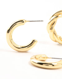 Gold Plated Classic Twisted Earrings 2-Pack - link has visual effect only