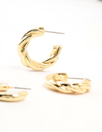 Gold Plated Classic Twisted Earrings 2-Pack - link has visual effect only