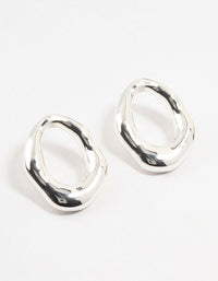 Silver Plated Molten Open Circle Stud Earrings - link has visual effect only