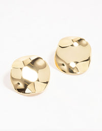 Gold Plated Round Wave Stud Earrings - link has visual effect only