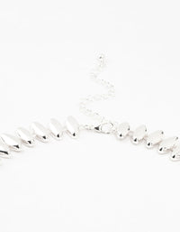 Silver Plated Pointed Link Chunky Necklace - link has visual effect only