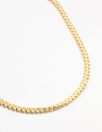 Gold Plated Flat Edge Detailed Necklace - link has visual effect only