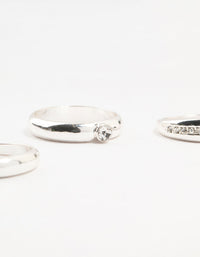 Silver Plated Cubic Zirconia &  Chunky Rings 3-Pack - link has visual effect only