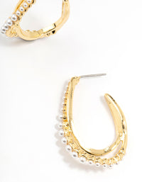 Gold Plated Pearl Weave Hoop Earrings - link has visual effect only