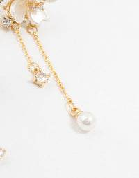 Gold Plated Acrylic Flower Pearl Drop Earrings - link has visual effect only