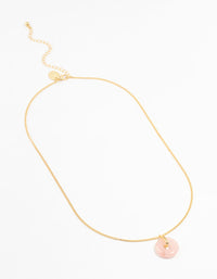 Gold Plated Cubic Zirconia Semi Precious Rose Quartz Donut Necklace - link has visual effect only