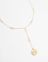 Gold Plated Cubic Zirconia & Large Coin Y-Necklace - link has visual effect only