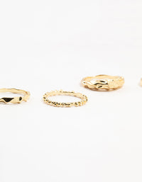 Gold Plated Textured Metal Rings 5-Pack - link has visual effect only