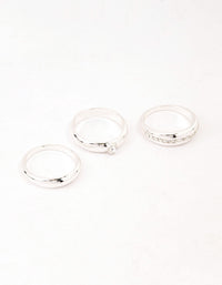 Silver Plated Cubic Zirconia &  Chunky Rings 3-Pack - link has visual effect only