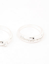 Silver Plated Cubic Zirconia &  Chunky Rings 3-Pack - link has visual effect only