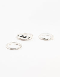 Silver Plated Diamante Twisted Ring Pack - link has visual effect only