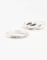 Silver Plated Diamante Twisted Ring Pack - link has visual effect only