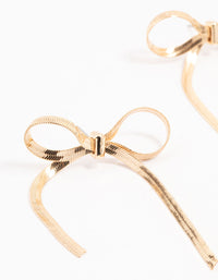 Gold Snake Chain Bow Drop Earrings - link has visual effect only