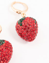 Strawberry Diamante Gold Huggie Earrings - link has visual effect only