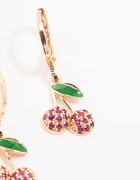 Cherry Gold Cubic Zirconia Huggie Earrings - link has visual effect only