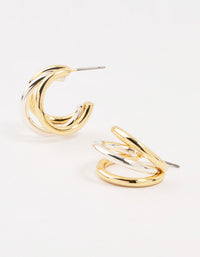 Mixed Metals Large Claw Hoop Earrings - link has visual effect only