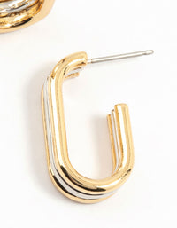 Mixed Metals Silver & Gold Plated Oval Hoop Earrings - link has visual effect only