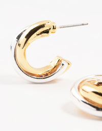 Mixed Metals Cross Hoop Stud Earrings - link has visual effect only