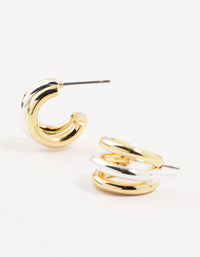 Mixed Metals Mini Claw Hoop Earrings - link has visual effect only