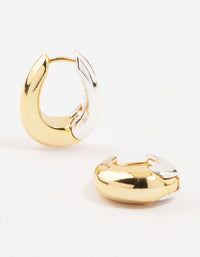 Mixed Metals Chunky Oval Hoop Earrings - link has visual effect only