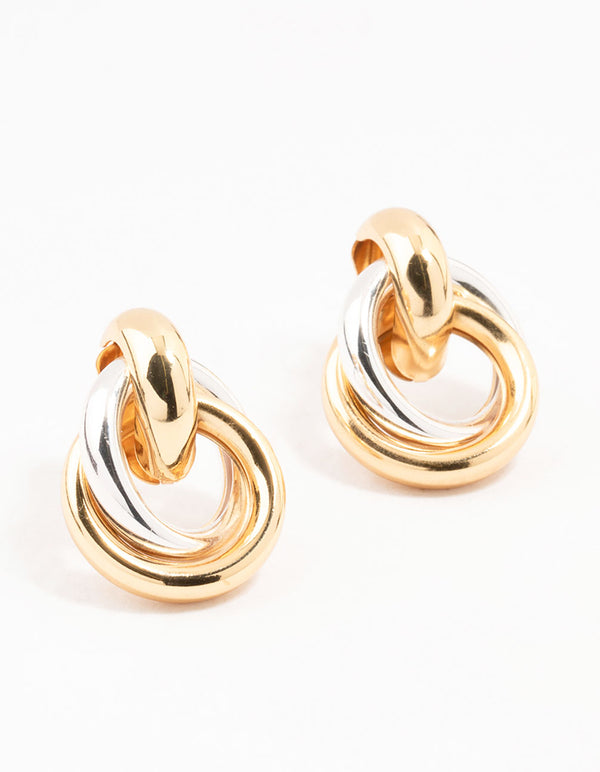 Mixed Metals Vintage Stud Earrings