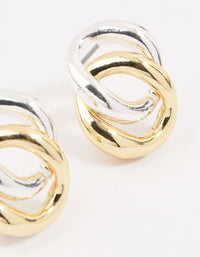 Mixed Metals Circle Stud Earrings - link has visual effect only