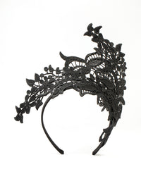 Black Lace Fabric Statement Fascinator - link has visual effect only