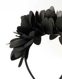 Black Plastic & Fabric Statement Fascinator - link has visual effect only