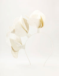 White & Gold Large PU Leather Petal Fascinator - link has visual effect only