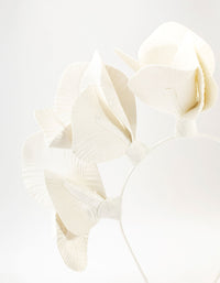 White & Gold Large PU Leather Petal Fascinator - link has visual effect only