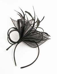 Black Sinamay Feather Mesh Fascinator - link has visual effect only