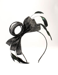 Black Metallic Feather Fascinator - link has visual effect only