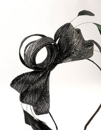 Black Metallic Feather Fascinator - link has visual effect only