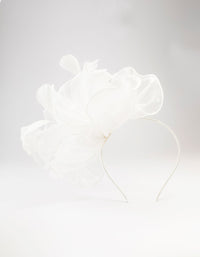 White Soft Fabric Fascinator - link has visual effect only