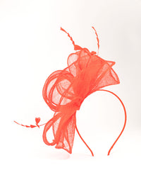 Red Sinamay Triangle Feather Fascinator - link has visual effect only