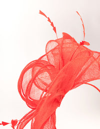 Red Sinamay Triangle Feather Fascinator - link has visual effect only