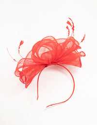 Red Sinamay Triangle Feather Fascinator - link has visual effect only