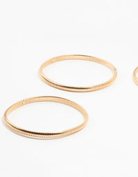 Gold Fine Ribbed Bracelets 3-Pack - link has visual effect only