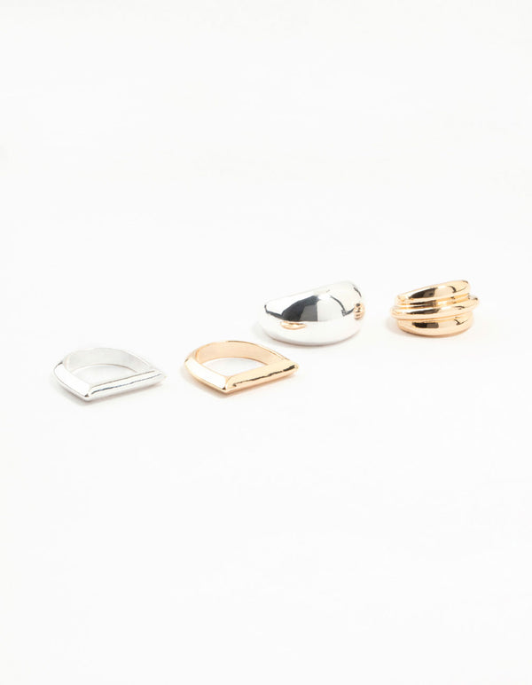 Mixed Metals Gold & Silver Smooth Rings Pack