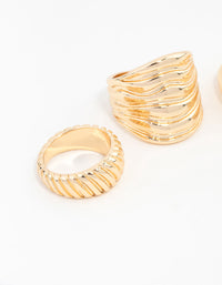 Gold Ribbed Rings 3-Pack - link has visual effect only