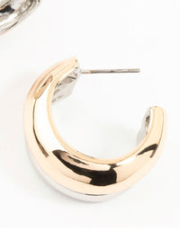 Mixed Metals Gold & Silver Small Ridged Hoop Earrings - link has visual effect only