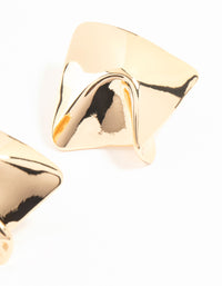 Gold Textured Square Stud Earrings - link has visual effect only