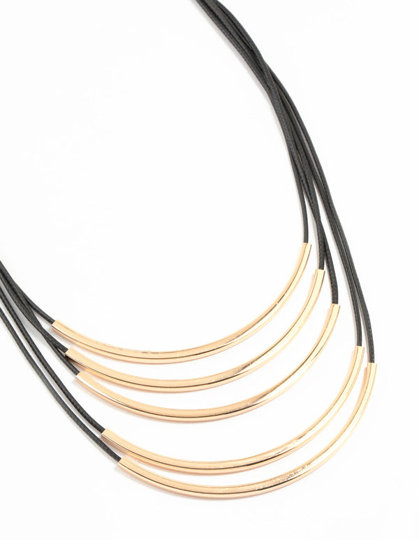 Gold Multirow Layered Cord Necklace