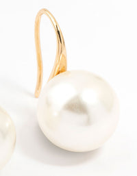 Gold Plated Medium Pearl Hook Earrings - link has visual effect only