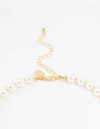 Gold Plated Alternating Medium Pearl & Ball Necklace - link has visual effect only