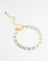 Gold Plated Alternating Medium Pearl & Ball Bracelet - link has visual effect only