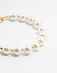 Gold Plated Alternating Medium Pearl & Ball Bracelet - link has visual effect only