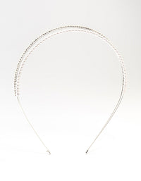 Silver Plated Double Layered Pearl & Crystal Headband - link has visual effect only