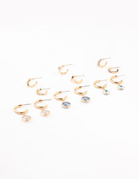 Gold Evil Eye Drop Hoop Earrings 6-Pack - link has visual effect only